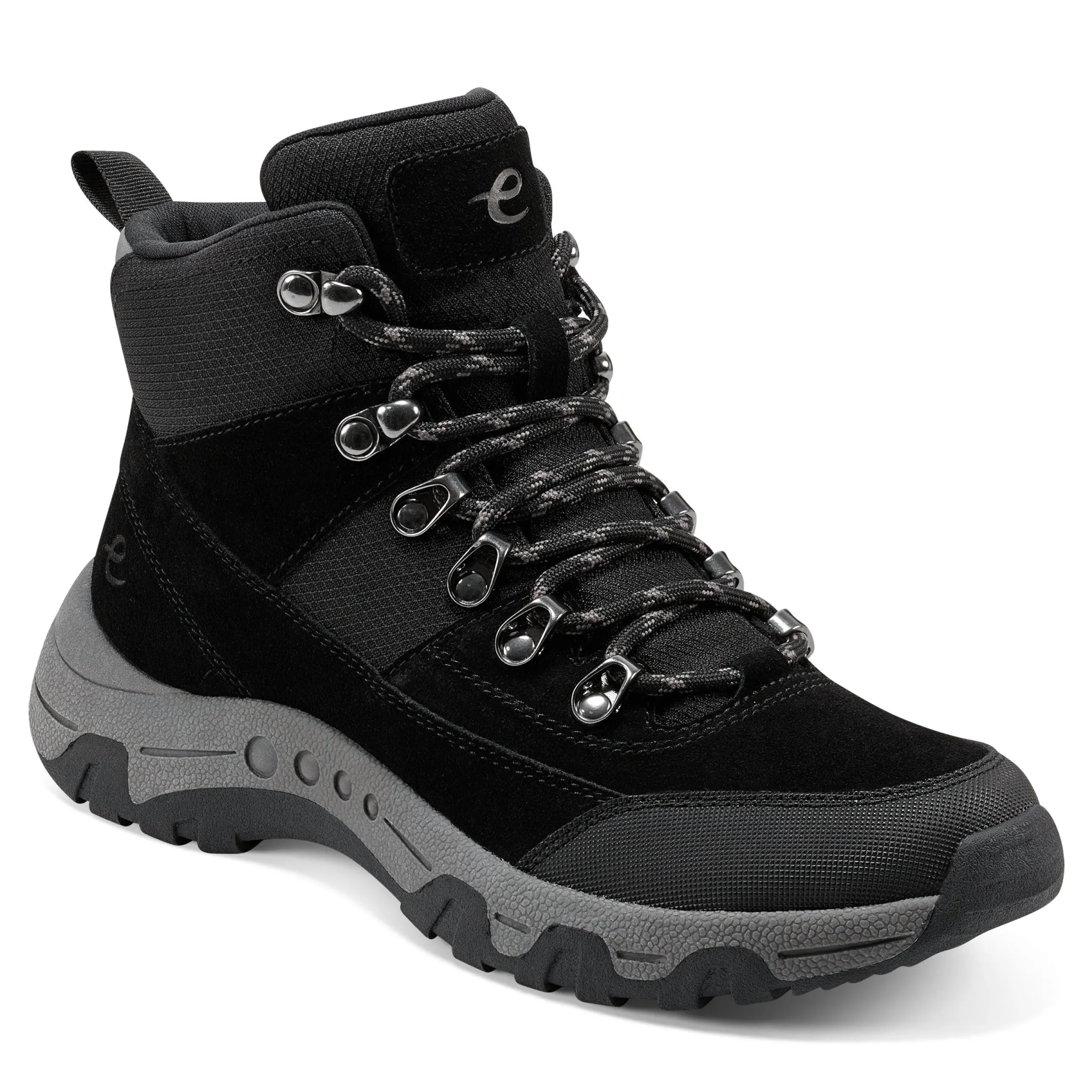 Outlet Easy Spirit Nylaa Lace Up Hiker Booties BlackSuede