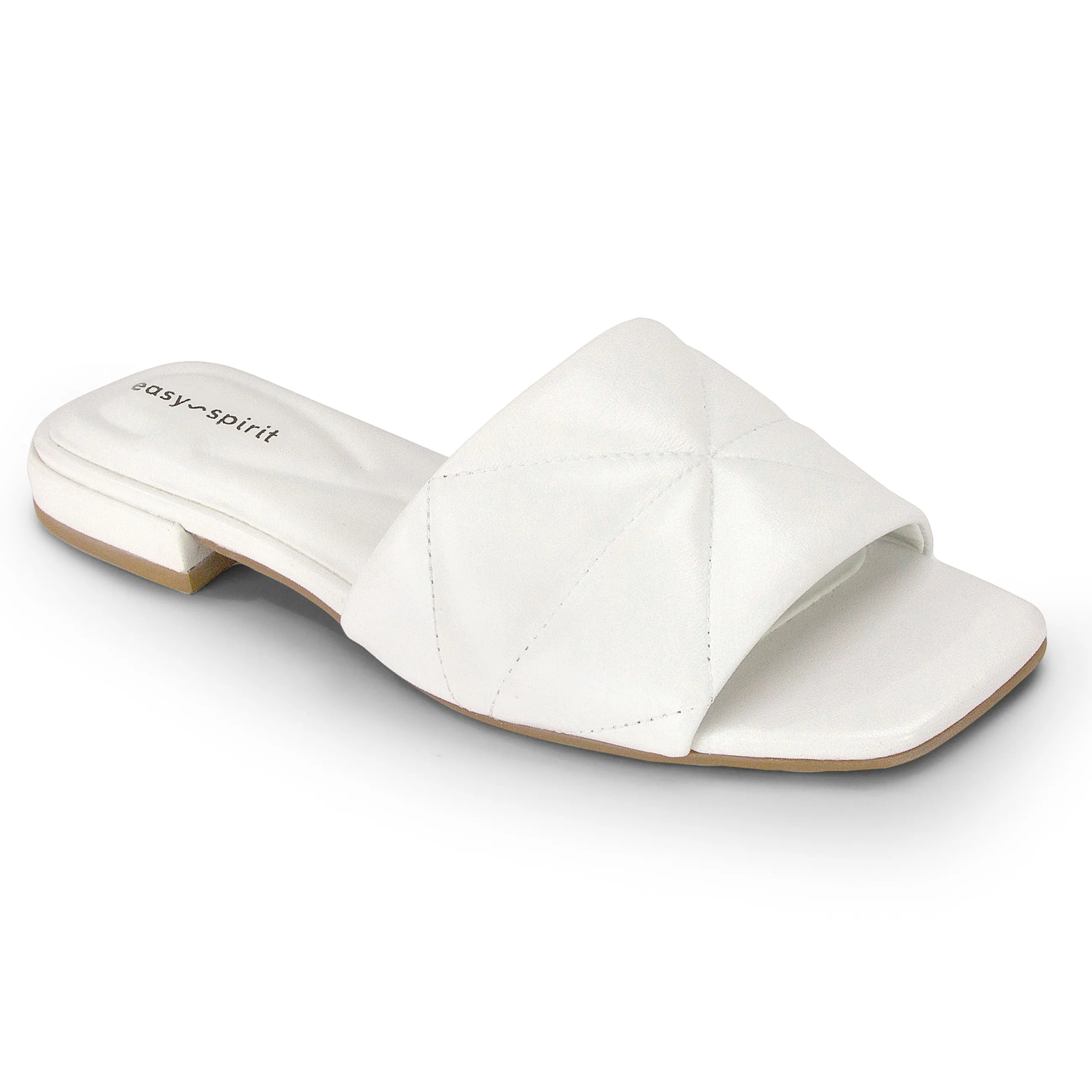 New Easy Spirit Quincie Flat Slide Sandals WhiteLeather