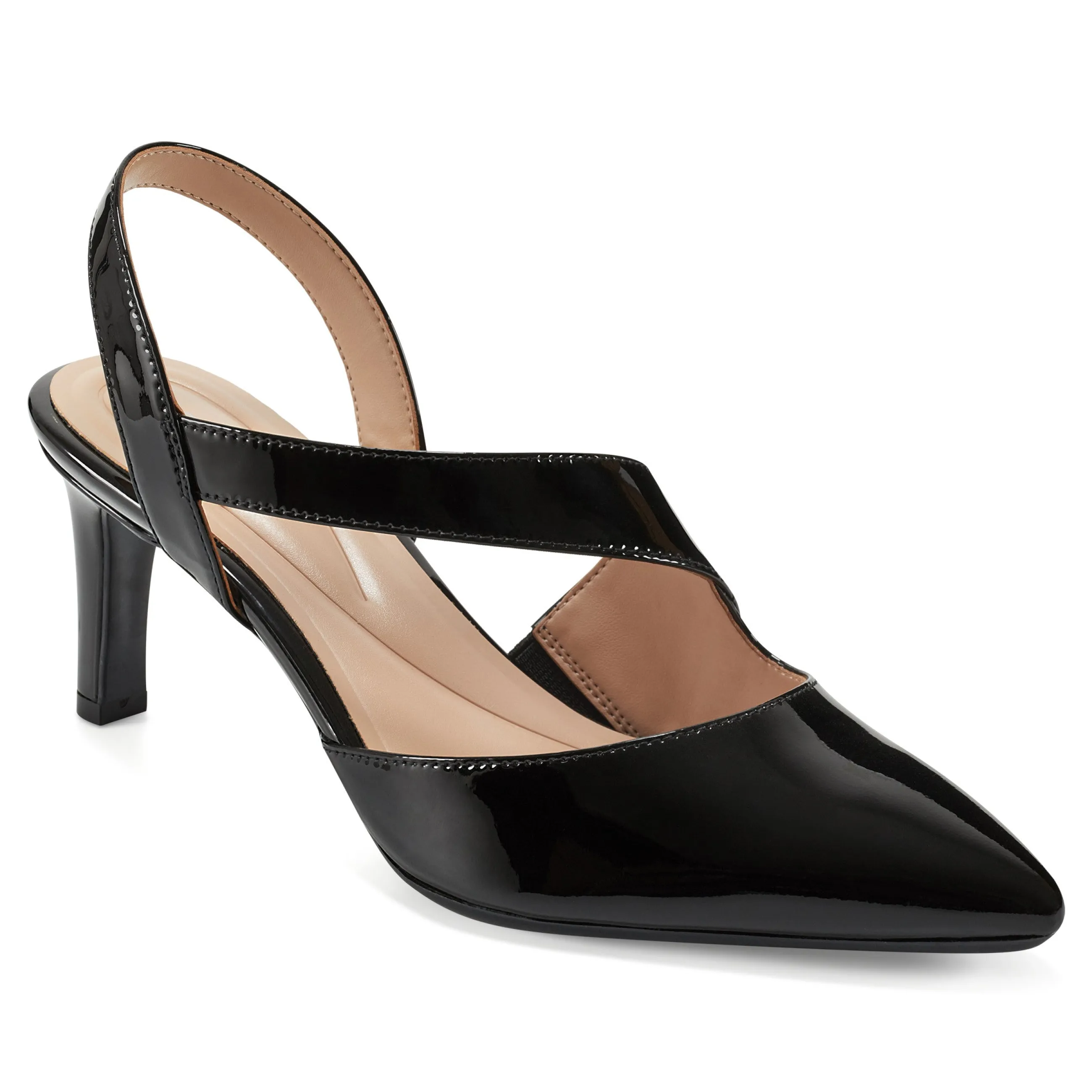 New Easy Spirit Recruit Slingback Pumps BlackPatent