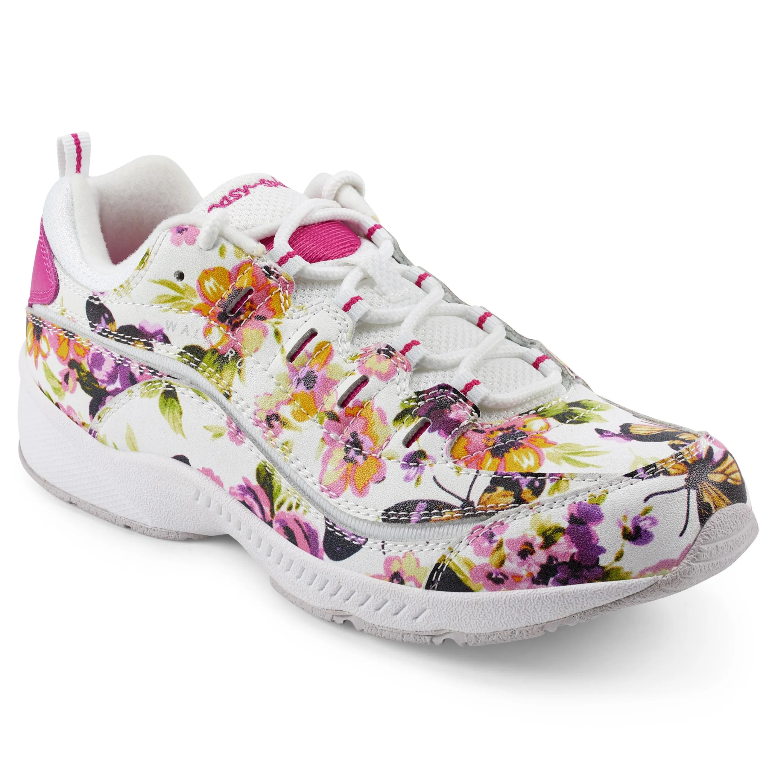 Sale Easy Spirit Romy Leather Walking Shoes FloralButterflyPrint