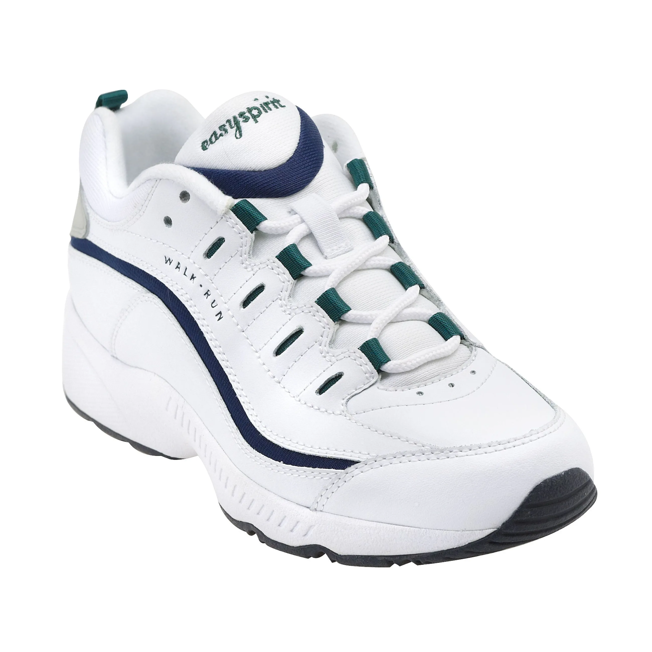 Discount Easy Spirit Romy Leather Walking Shoes White/NavyLeather