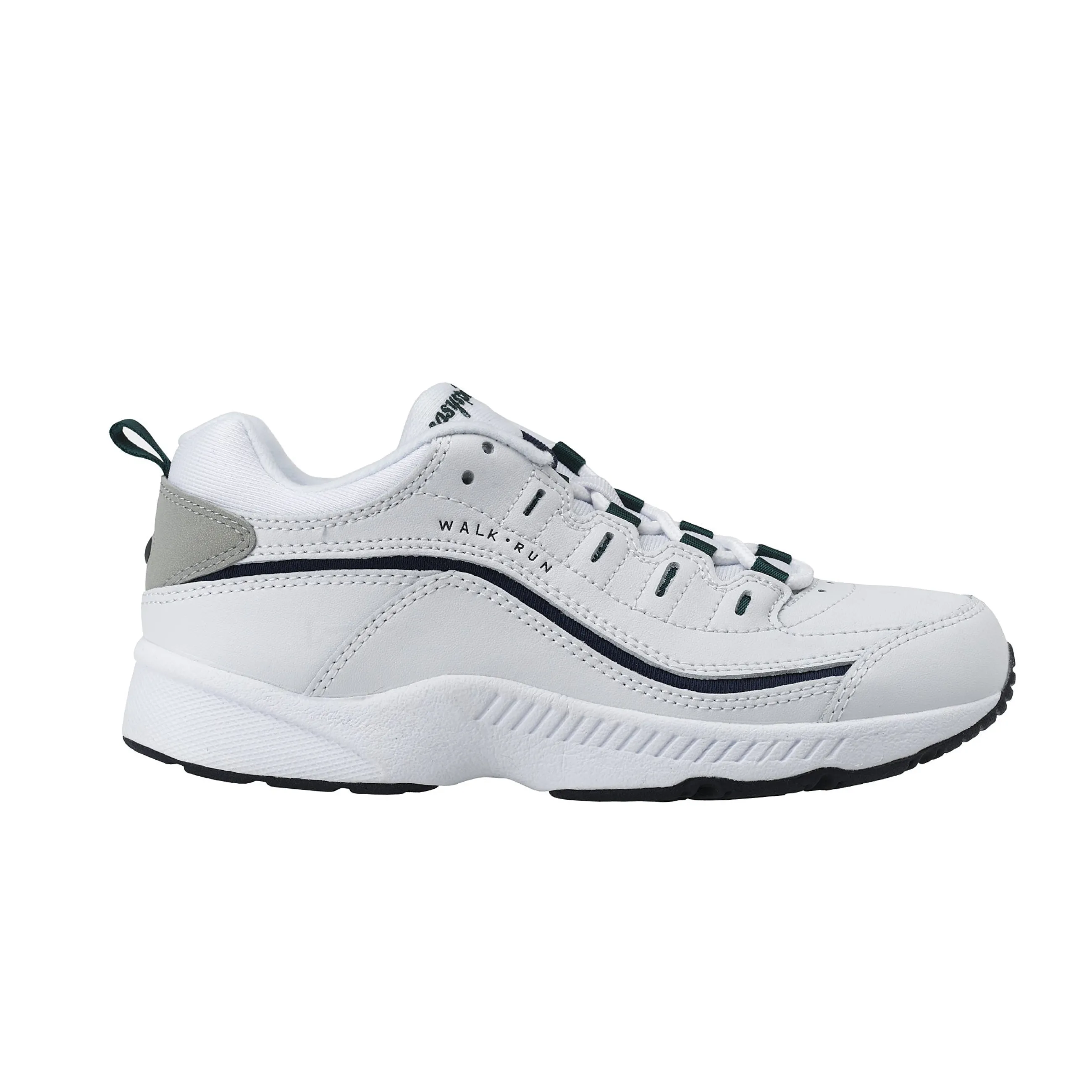 Discount Easy Spirit Romy Leather Walking Shoes White/NavyLeather