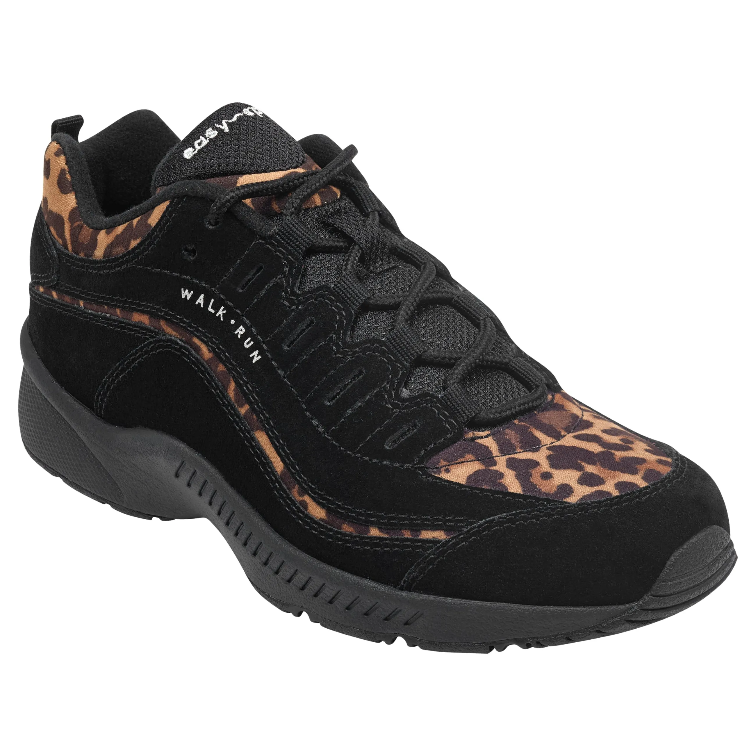 Cheap Easy Spirit Romy Suede Walking Shoe BlackLeopardSuede