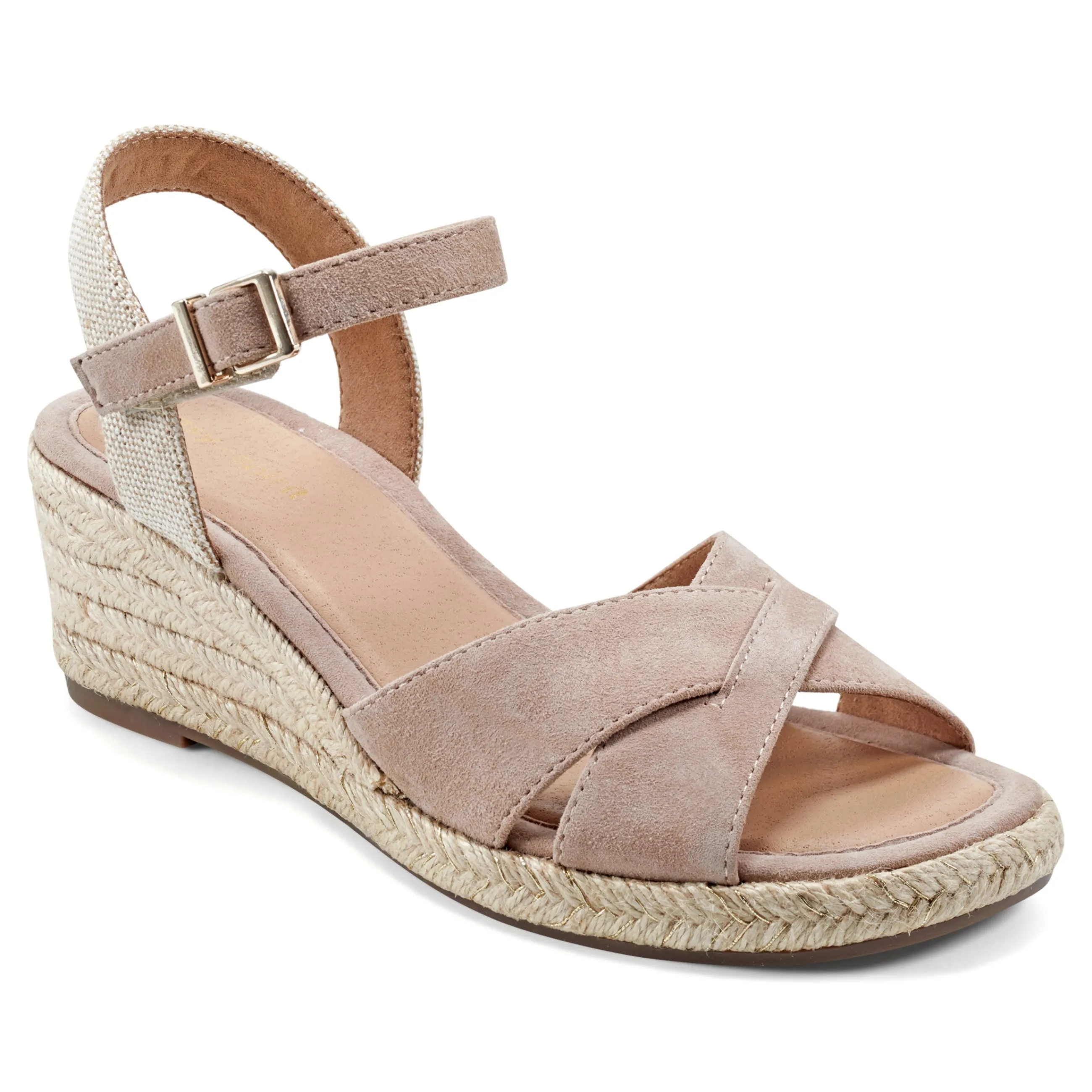 Outlet Easy Spirit Shandra Wedge Sandals LightPinkSuede