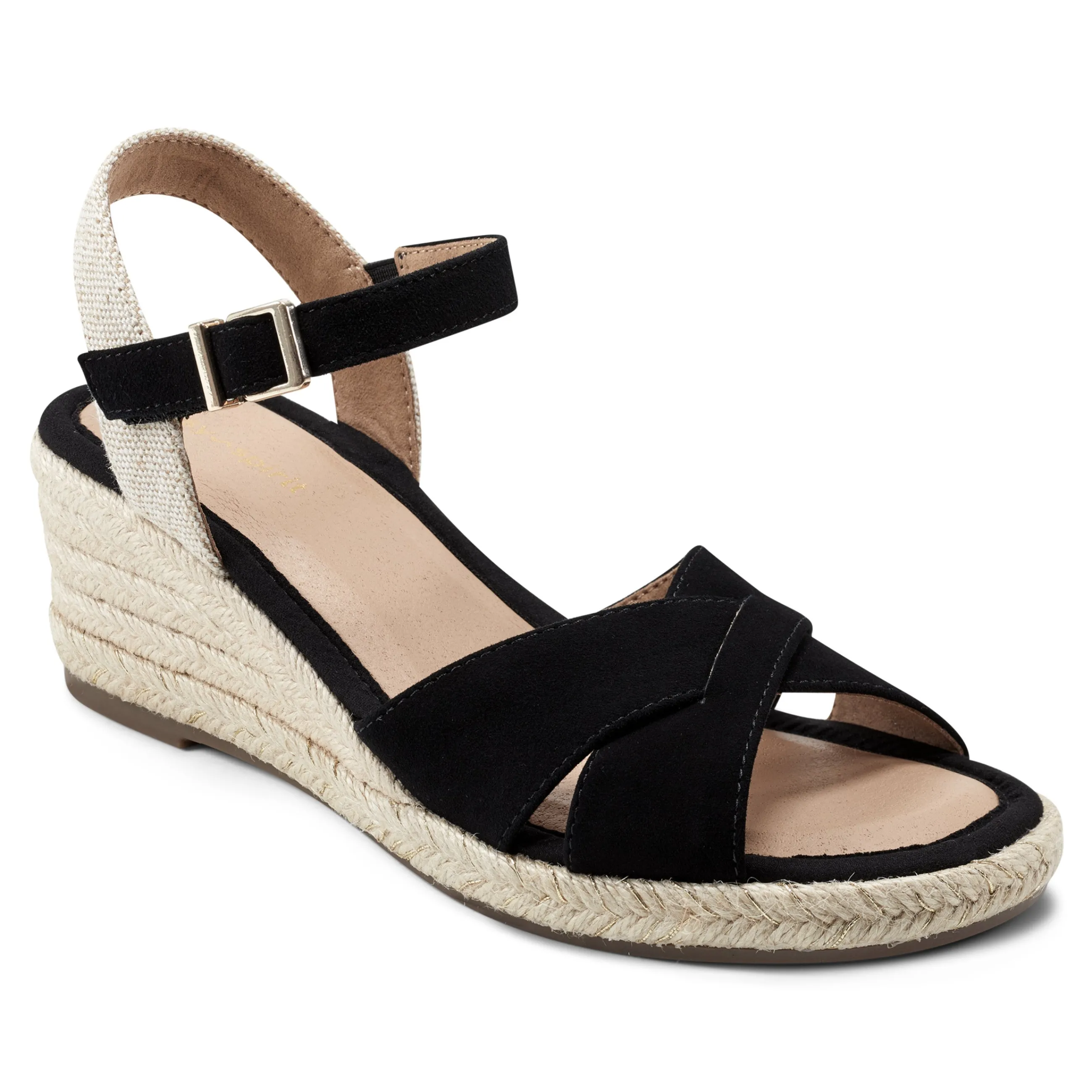 Discount Easy Spirit Shandra Wedge Sandals BlackSuede