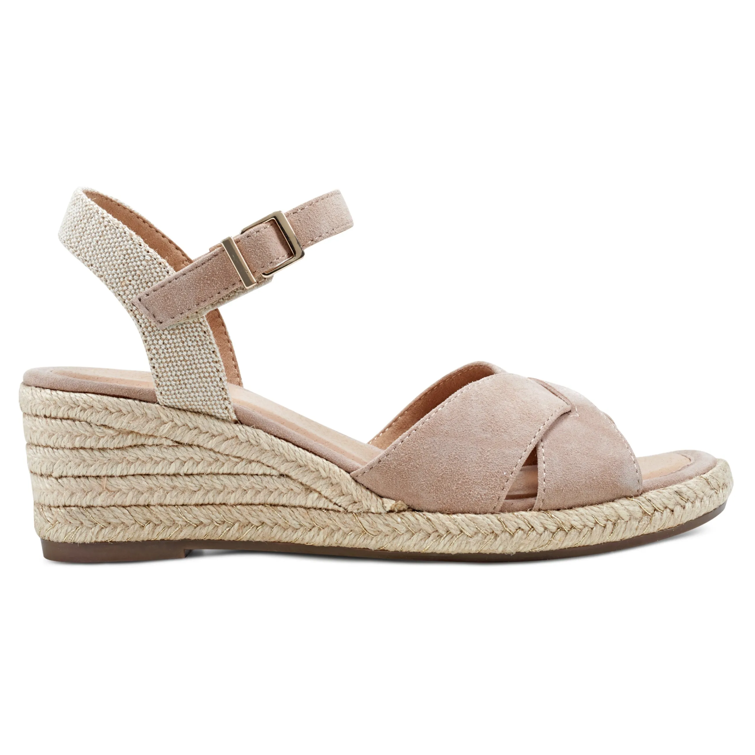 Outlet Easy Spirit Shandra Wedge Sandals LightPinkSuede