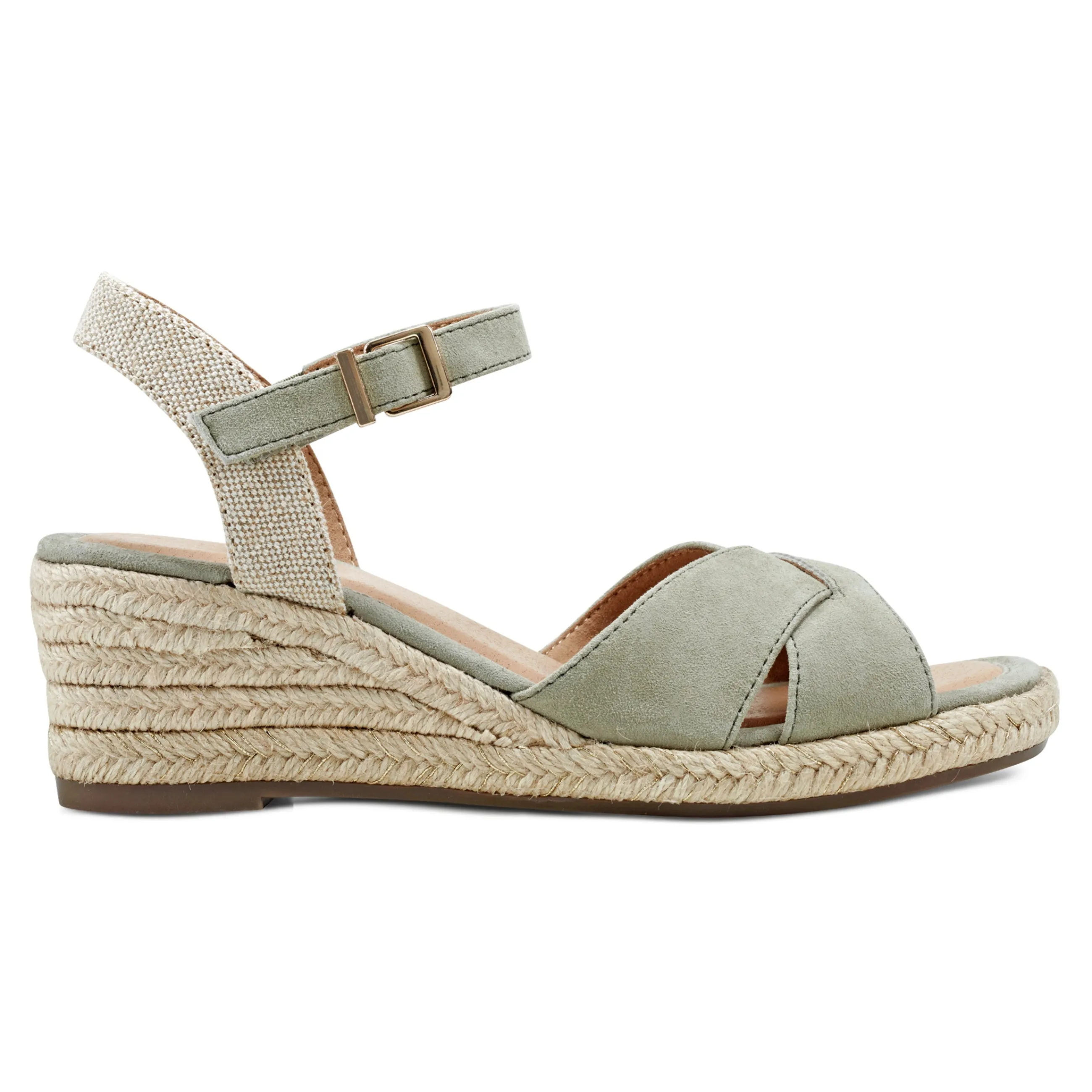 Hot Easy Spirit Shandra Wedge Sandals LightGreenSuede