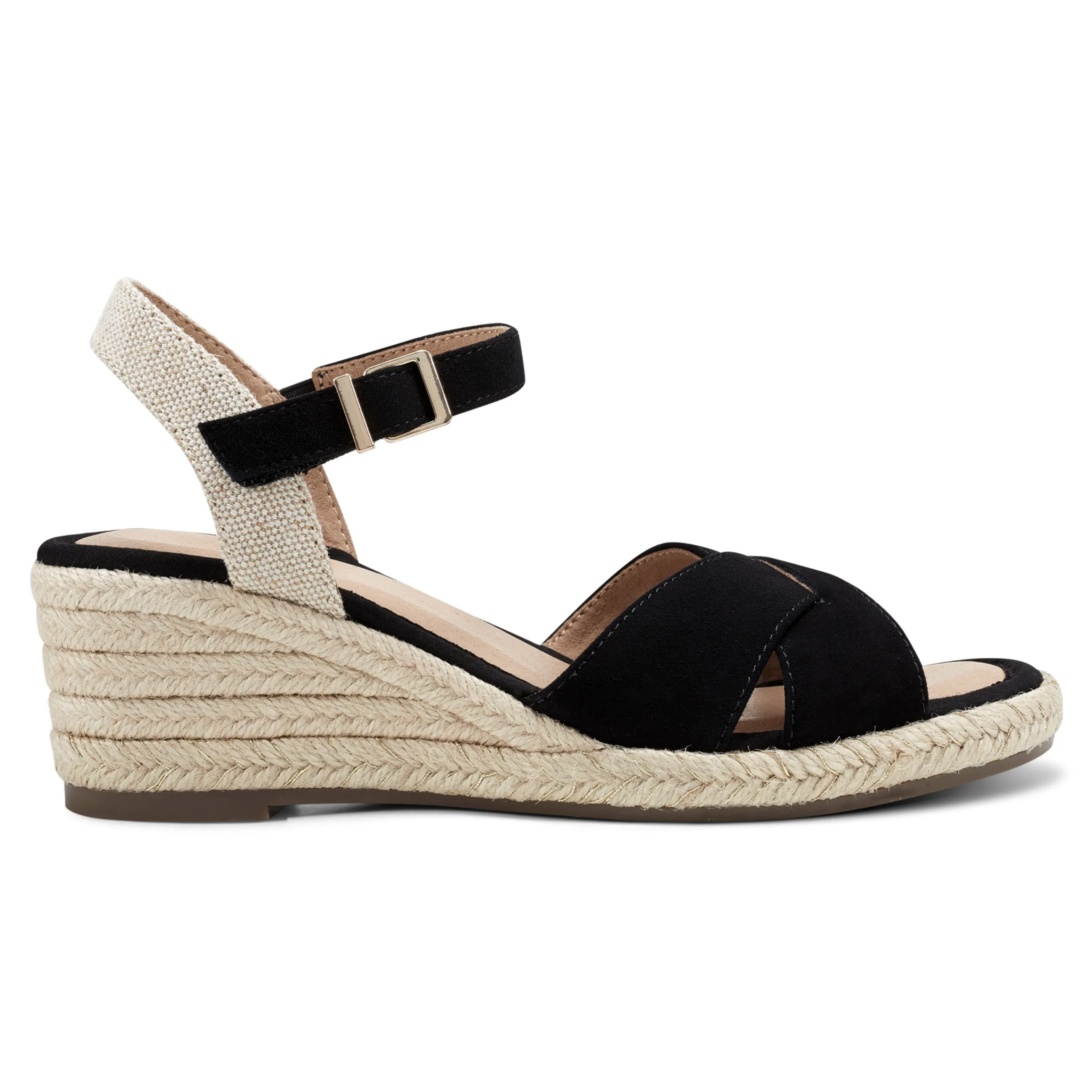 Discount Easy Spirit Shandra Wedge Sandals BlackSuede