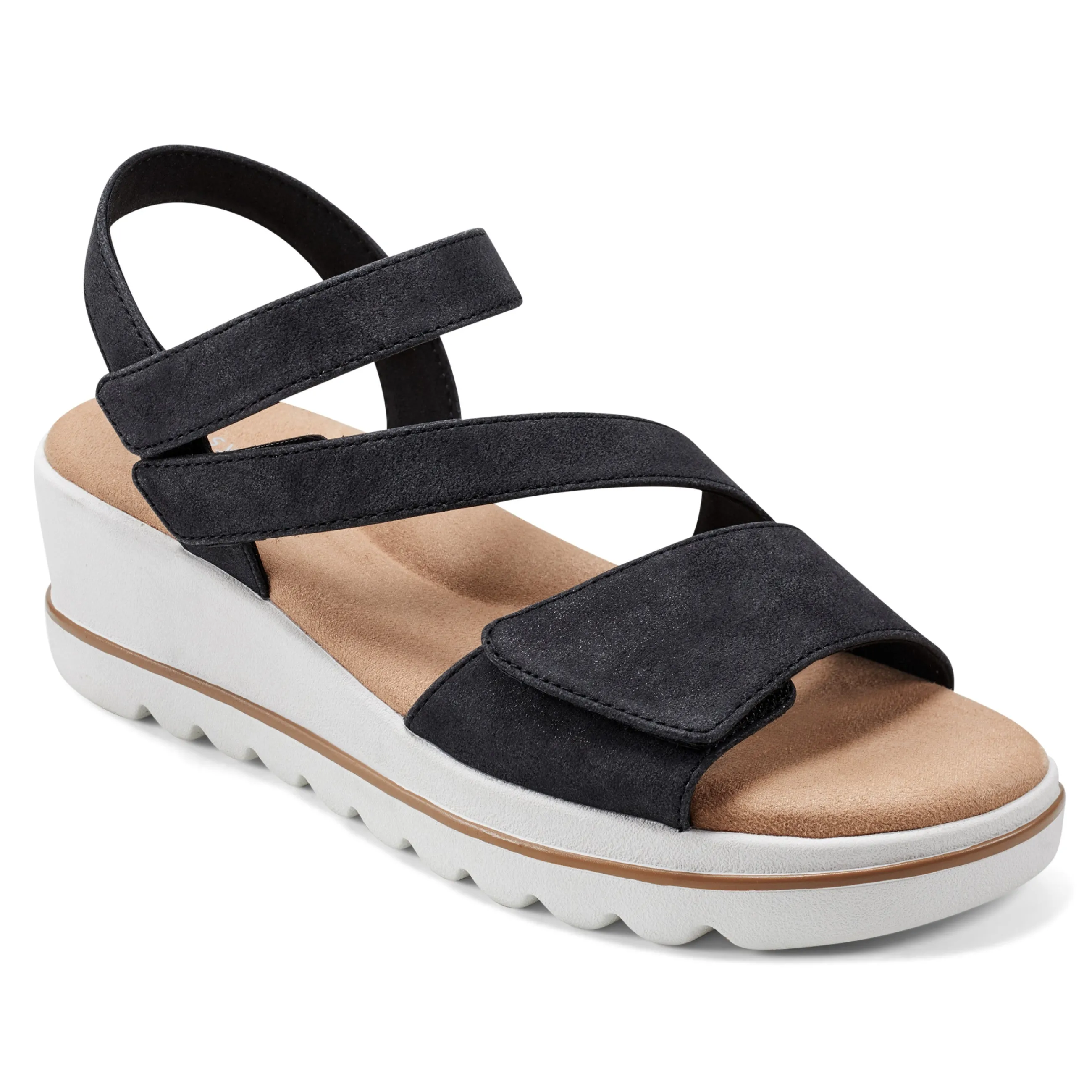 Hot Easy Spirit Shirley Platform Wedge Sandals Black