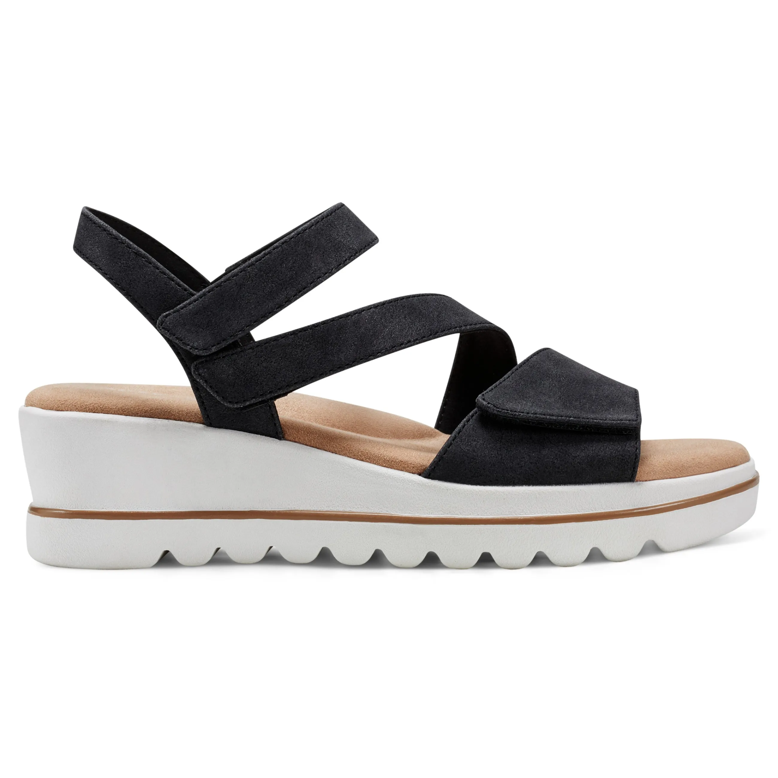 Hot Easy Spirit Shirley Platform Wedge Sandals Black