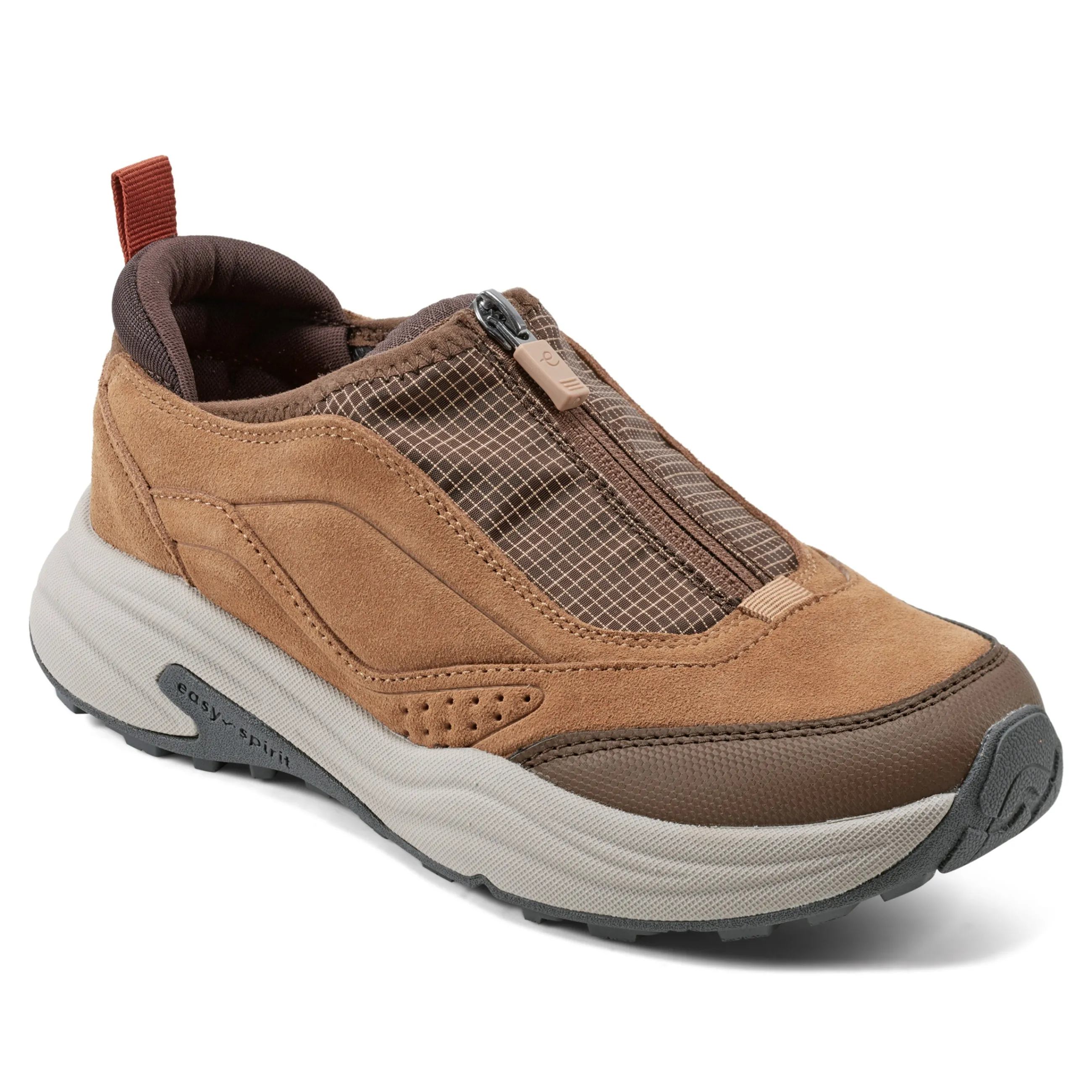 Outlet Easy Spirit Tayten Front Zip Walking Shoes BrownSuede