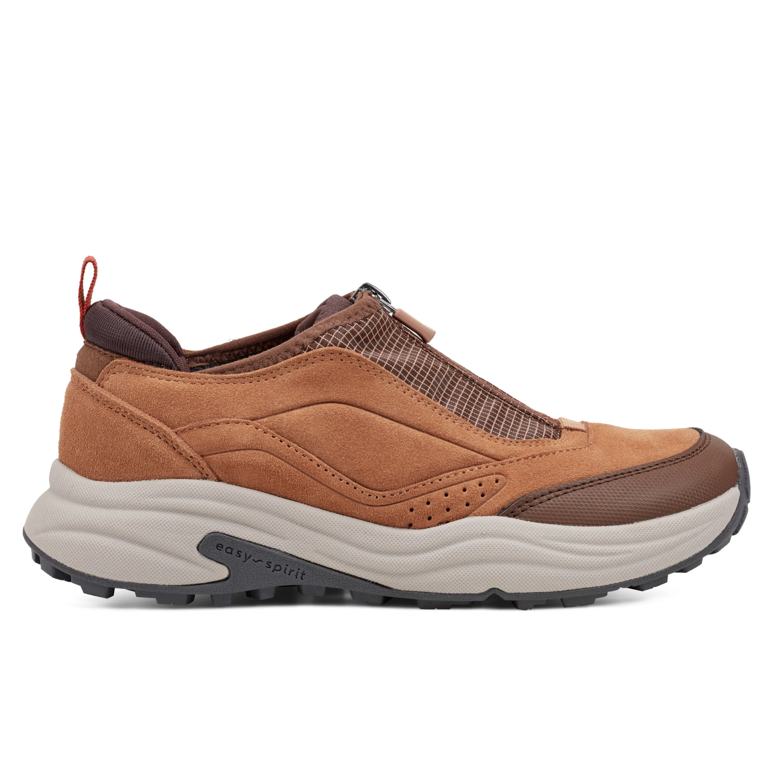 Outlet Easy Spirit Tayten Front Zip Walking Shoes BrownSuede