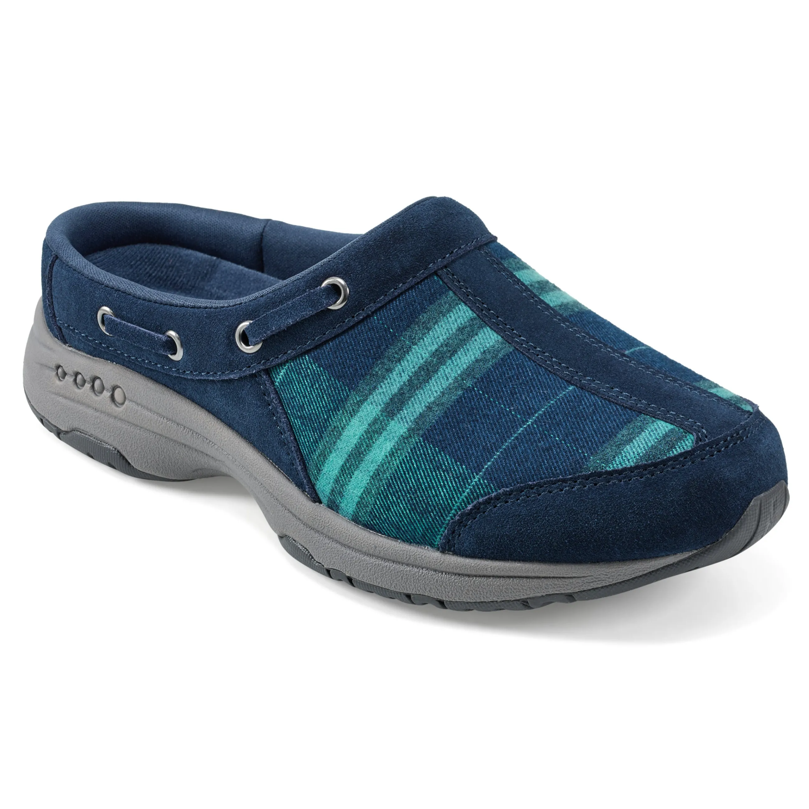 Online Easy Spirit Travelport Clogs BlueGreenPlaid