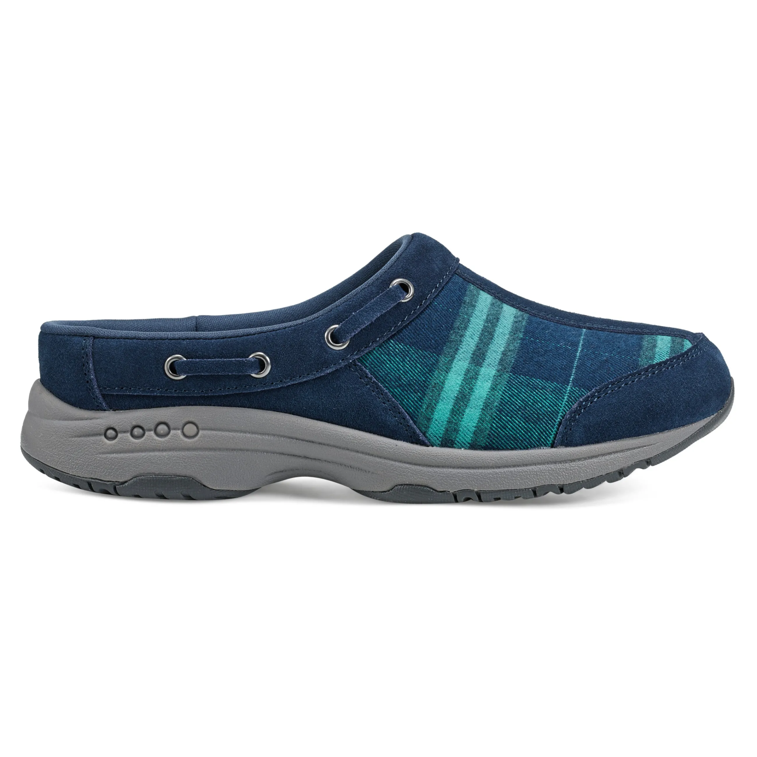 Online Easy Spirit Travelport Clogs BlueGreenPlaid