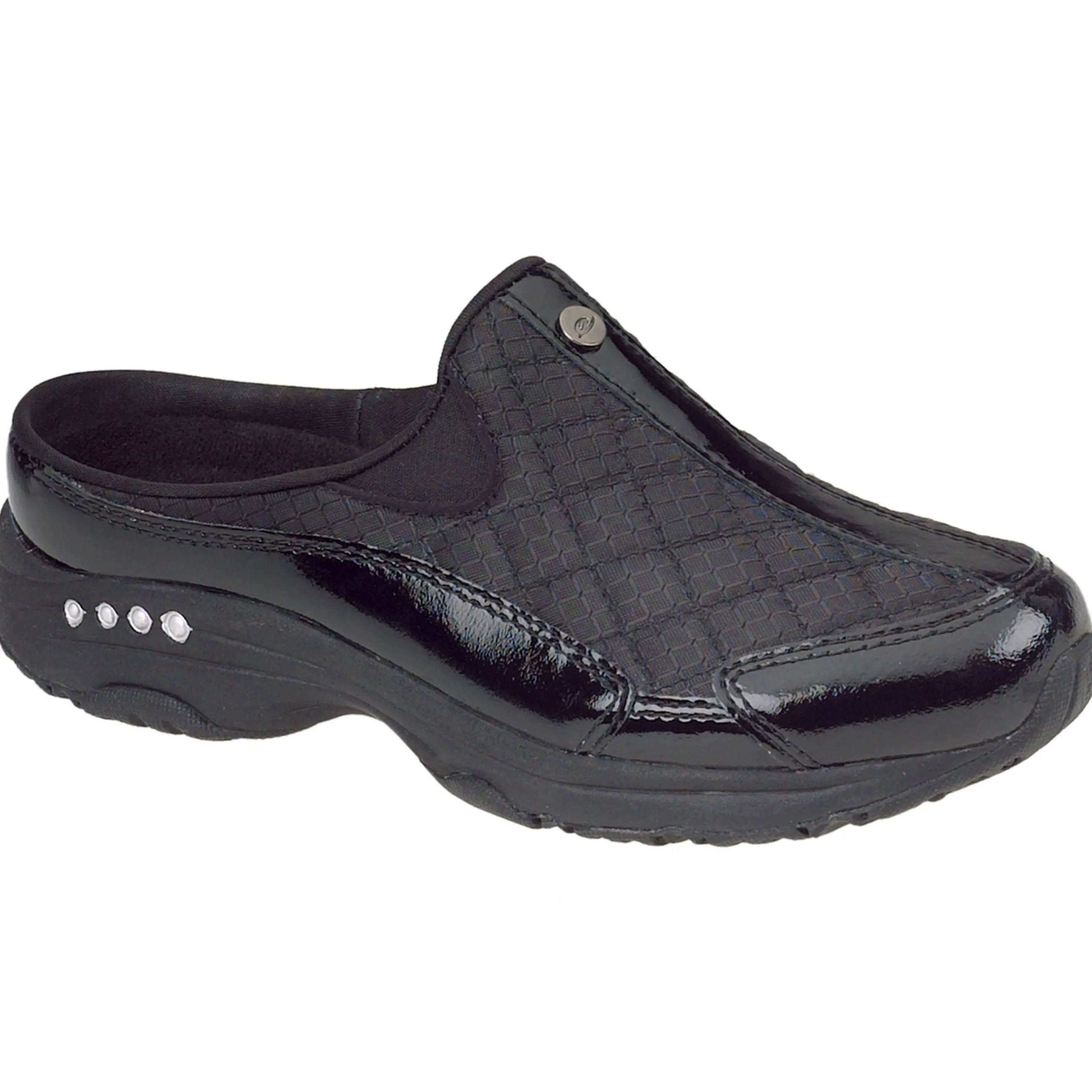 Store Easy Spirit Traveltime Classic Clogs Black/SilverPatent