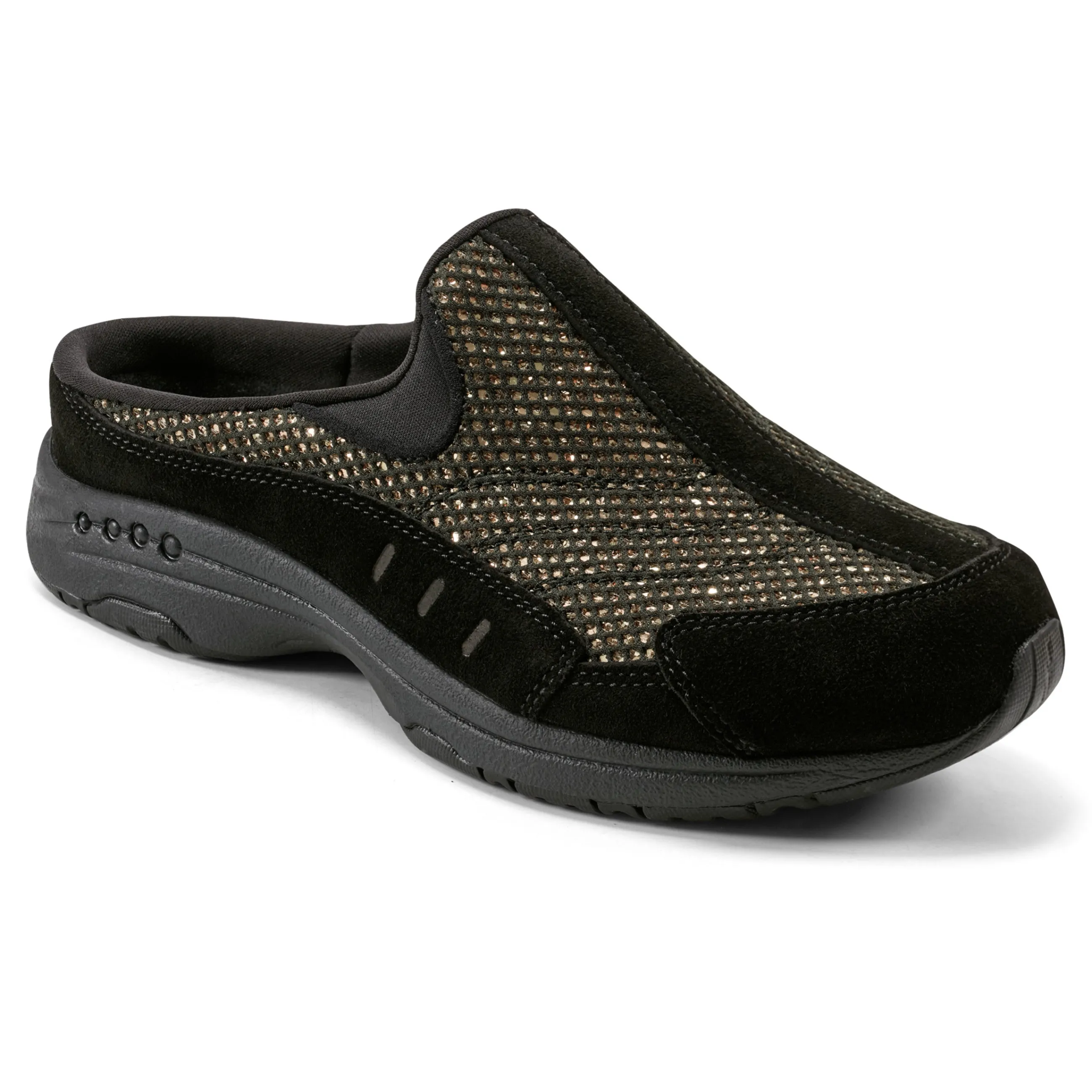 Clearance Easy Spirit Traveltime Clogs Black/BronzeGlitter