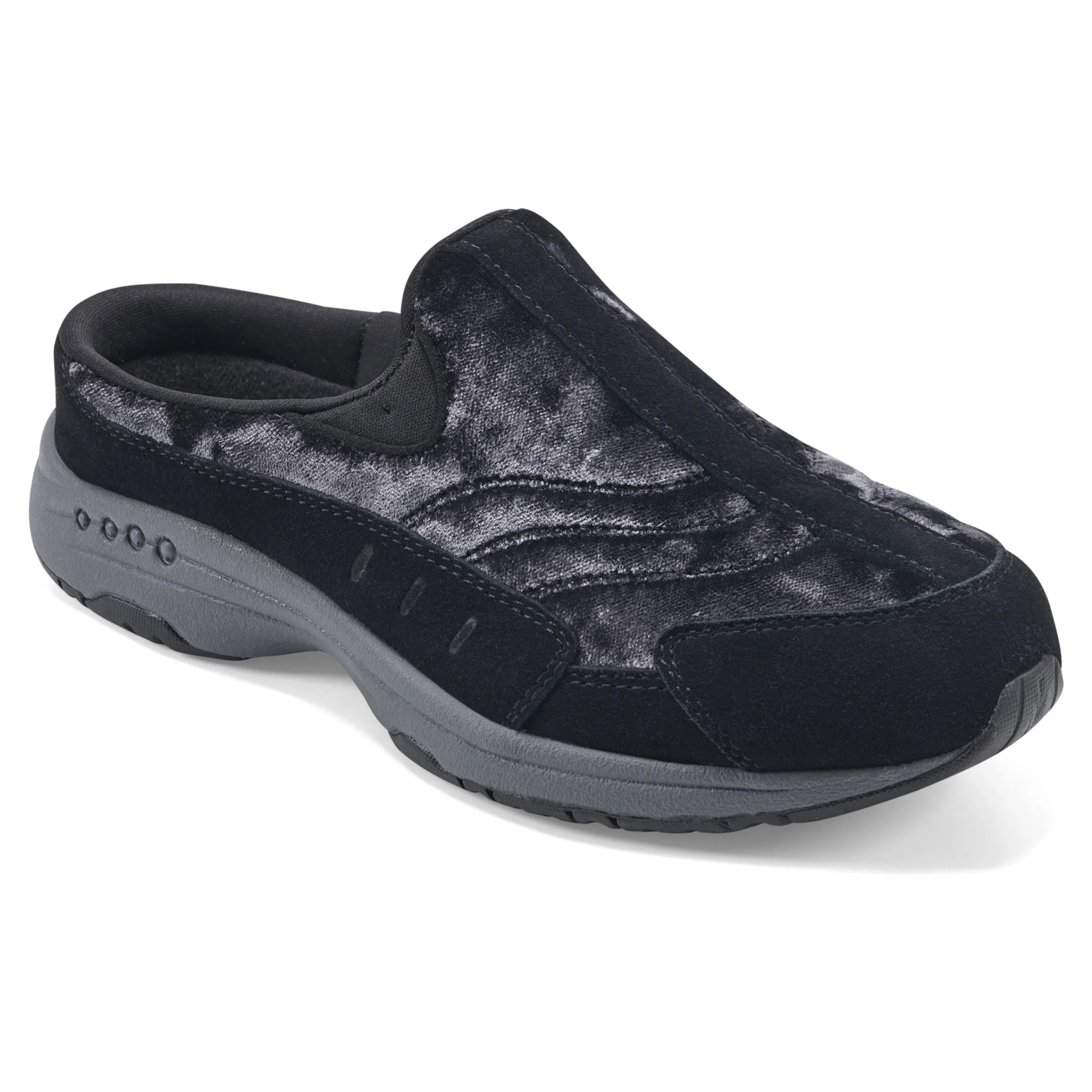 Outlet Easy Spirit Traveltime Clogs BlackCrushedVelvet