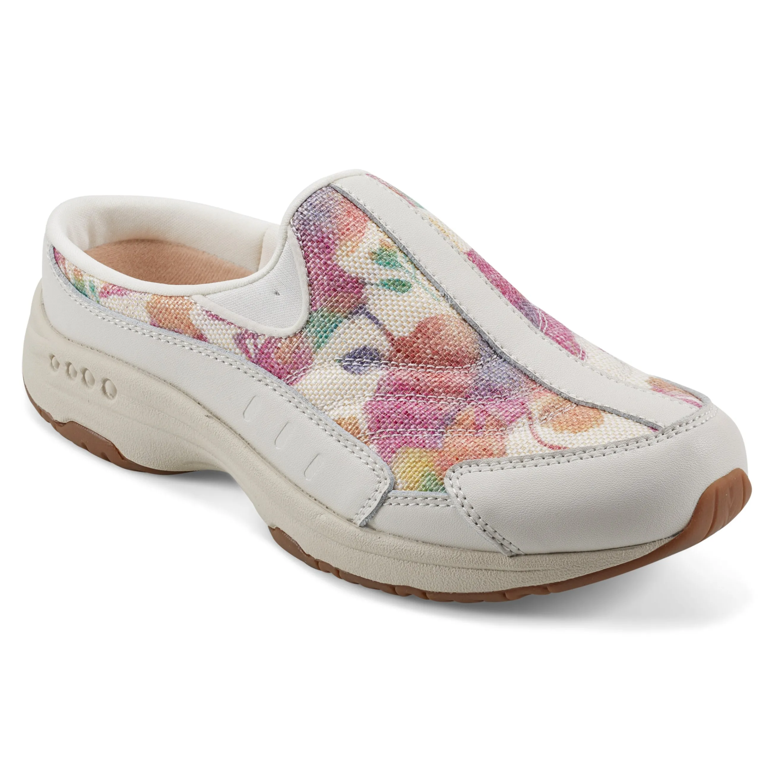 Discount Easy Spirit Traveltime Clogs WhiteFloralRaffia