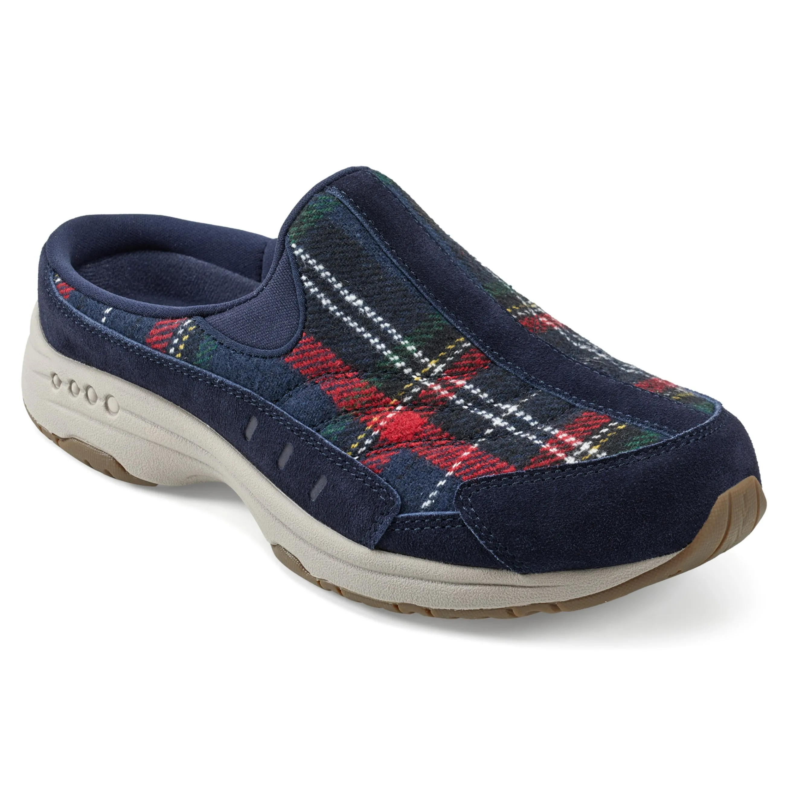 Best Sale Easy Spirit Traveltime Clogs NavyPlaid