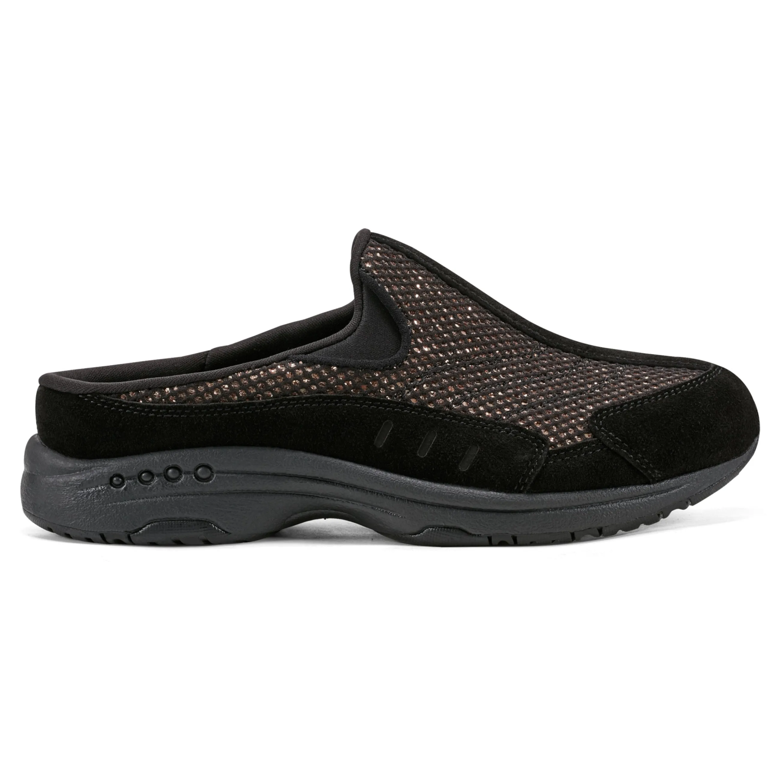 Clearance Easy Spirit Traveltime Clogs Black/BronzeGlitter