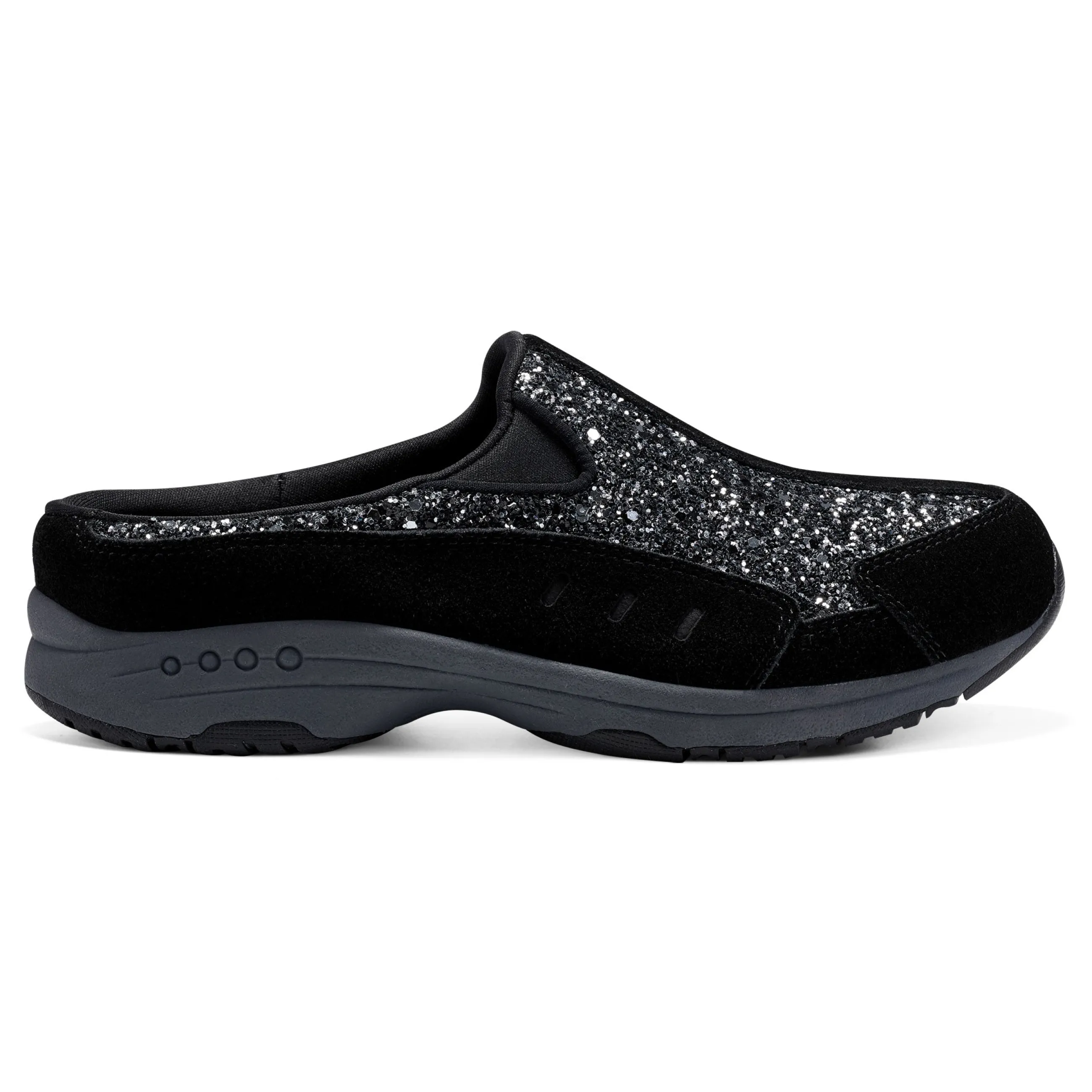 Shop Easy Spirit Traveltime Clogs BlackSilverGlitter