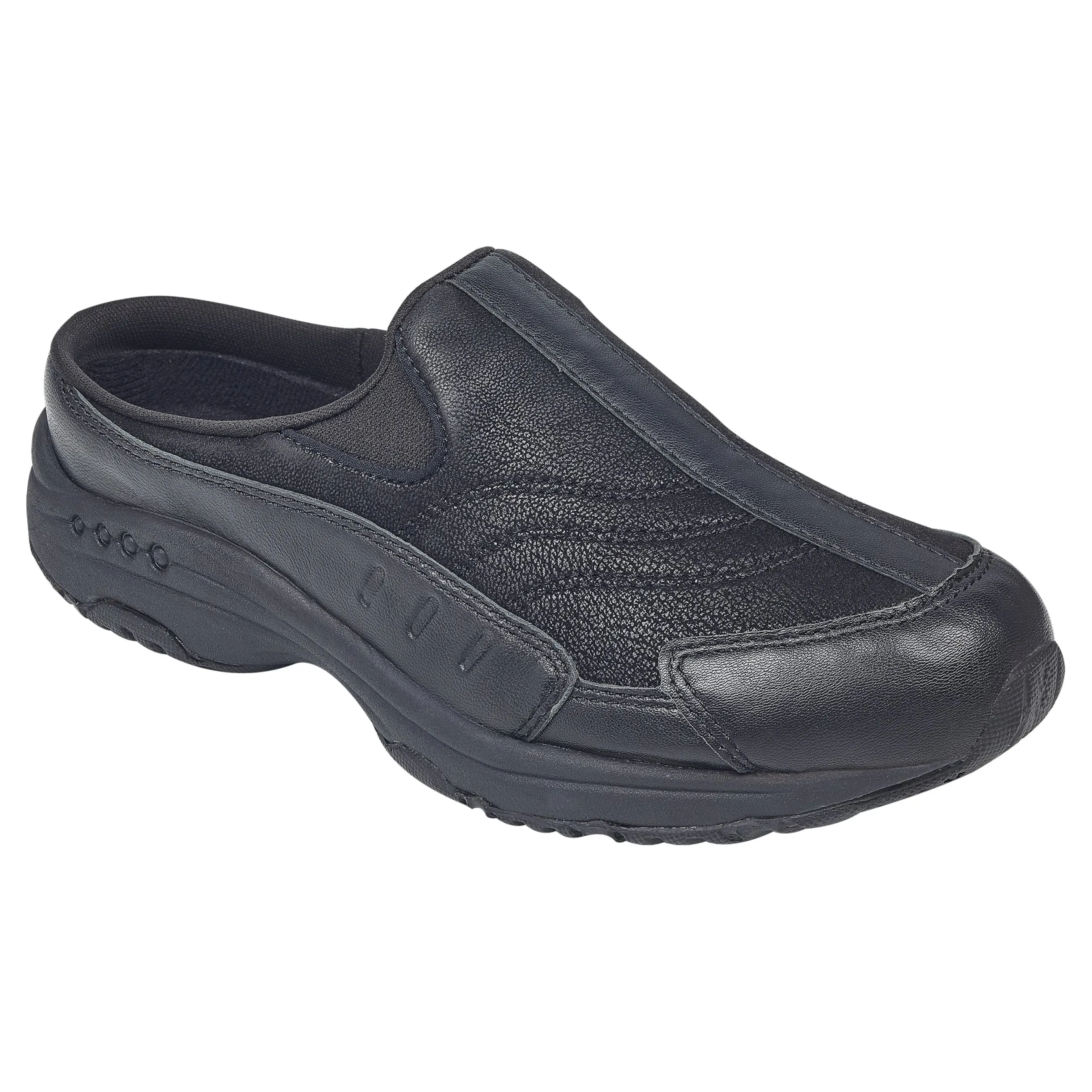 Clearance Easy Spirit Traveltime Leather Clogs BlackLeather