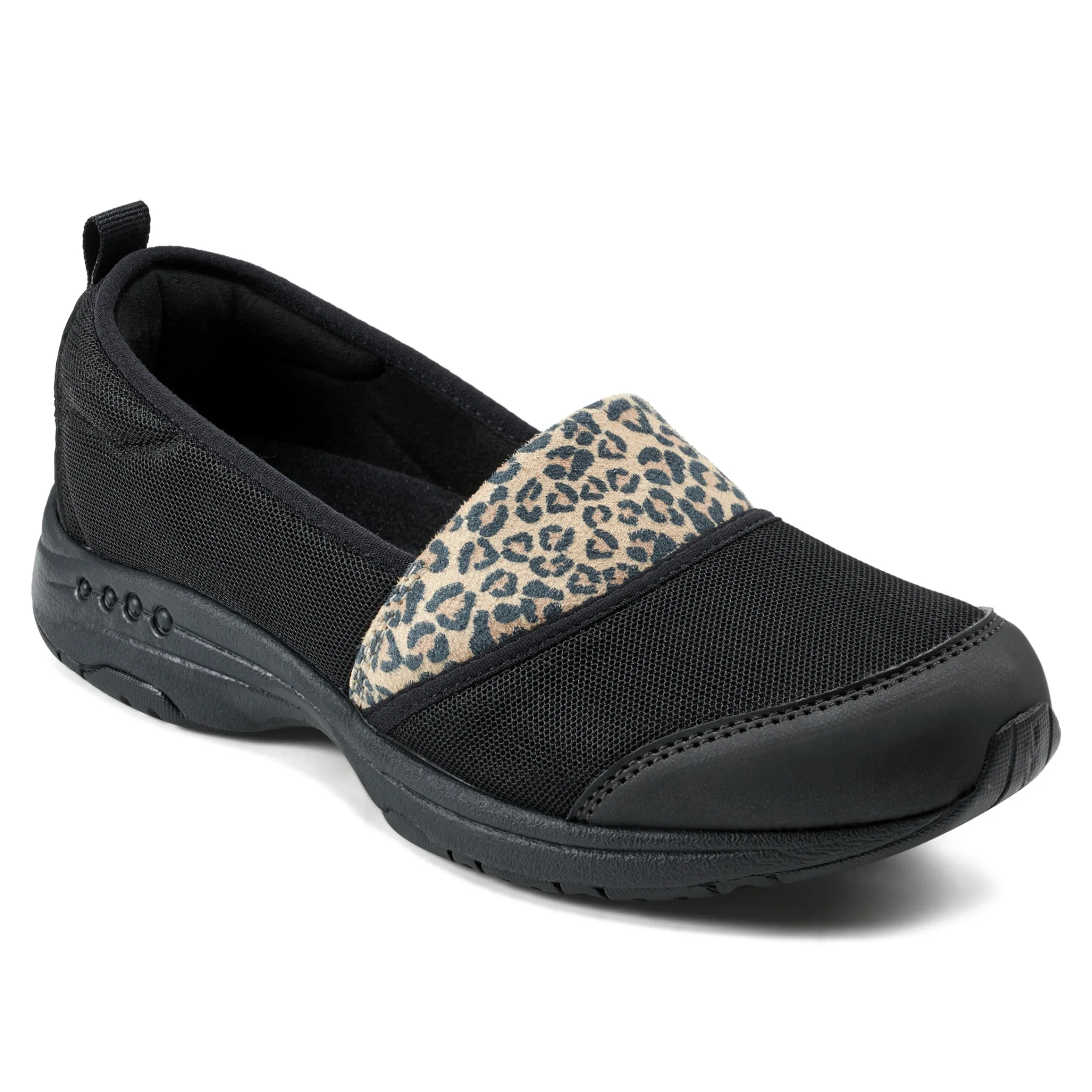 New Easy Spirit Twist Slip On Sneakers Black/Leopard