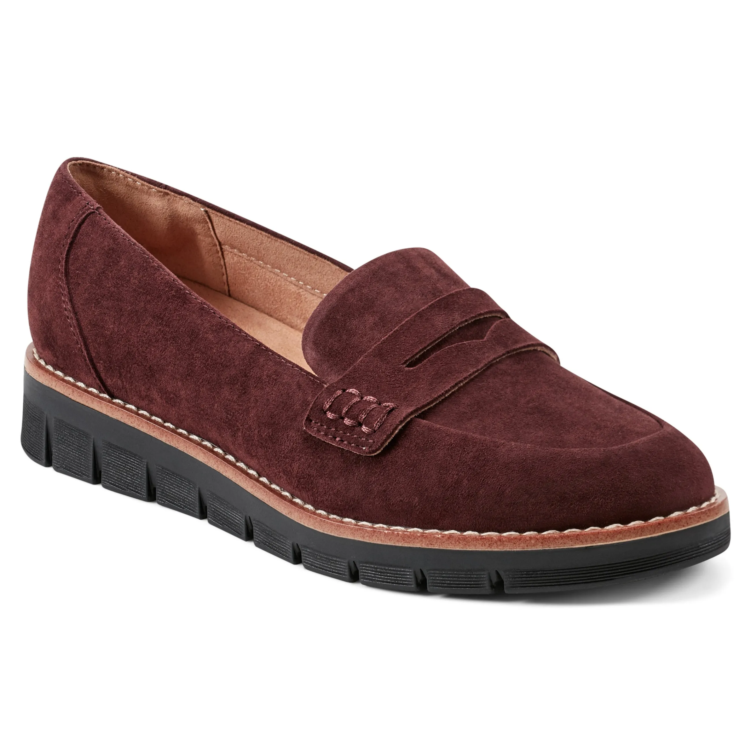 Cheap Easy Spirit Velia Casual Slip On Loafers RedSuede