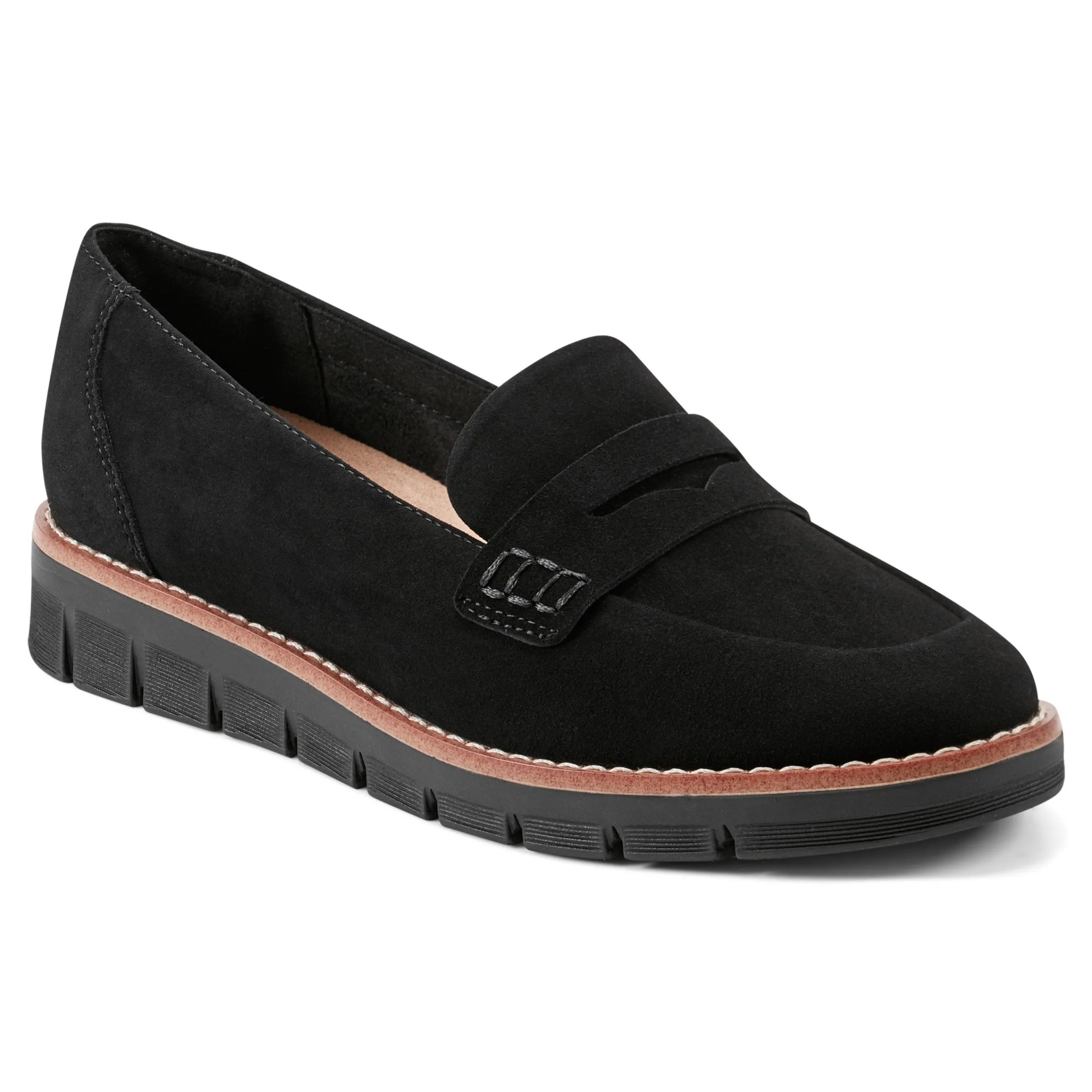 Outlet Easy Spirit Velia Casual Slip On Loafers BlackSuede