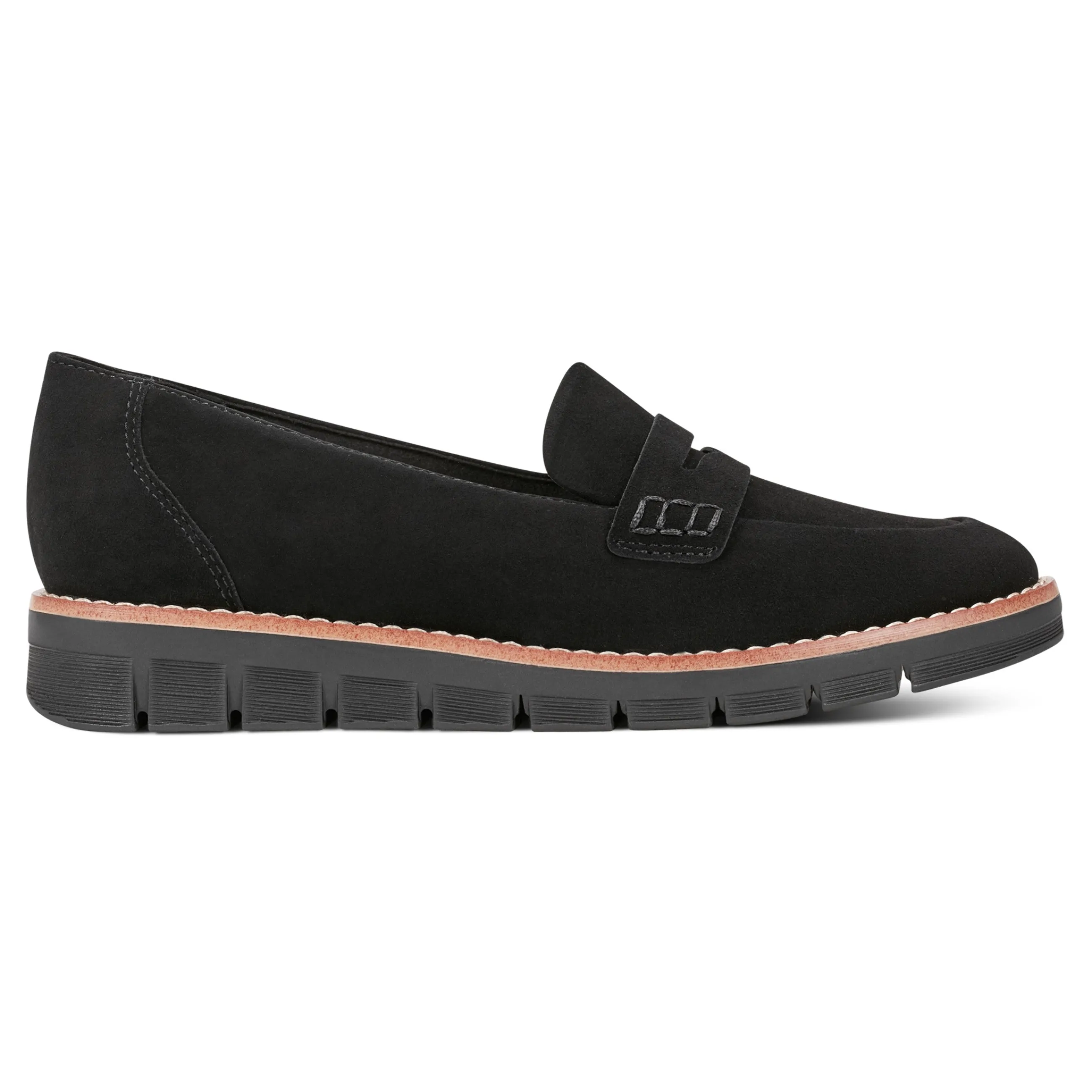 Outlet Easy Spirit Velia Casual Slip On Loafers BlackSuede