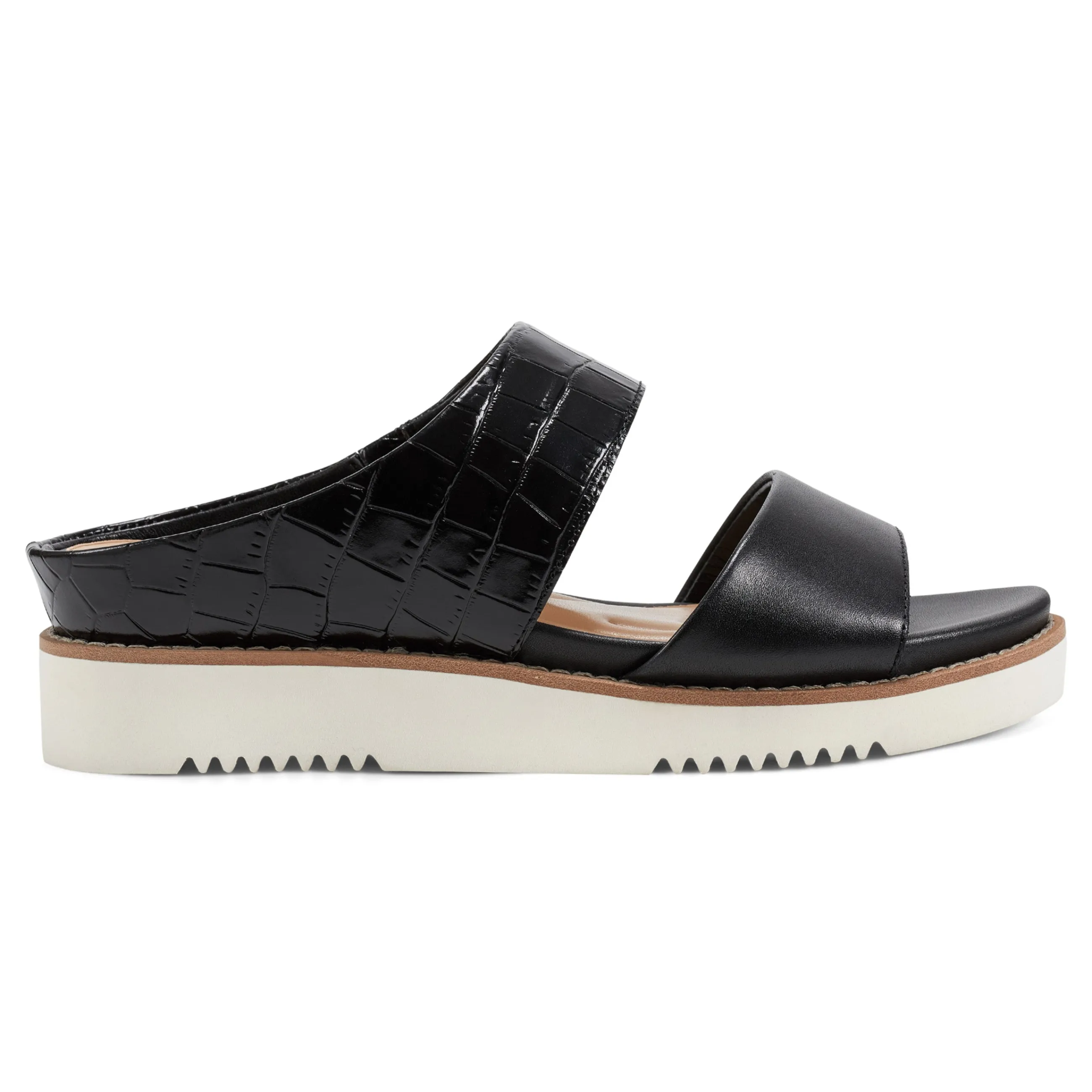 Shop Easy Spirit Wilma Slip On Sandals BlackCrocoPrint